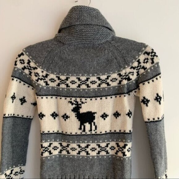 TNA Aritzia Sea To Sky Cardigan Sweater wool zip up Cowichan knit Fair isle S - Picture 15 of 16